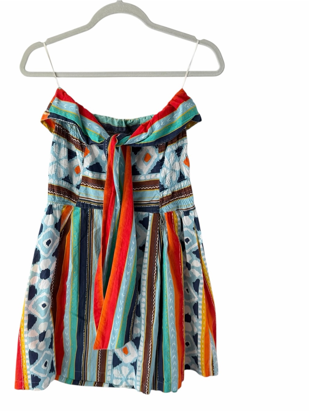 Zara Trafuc Strapless Mini Dress Vibrant Festive Summer Print Size M - Picture 2 of 9